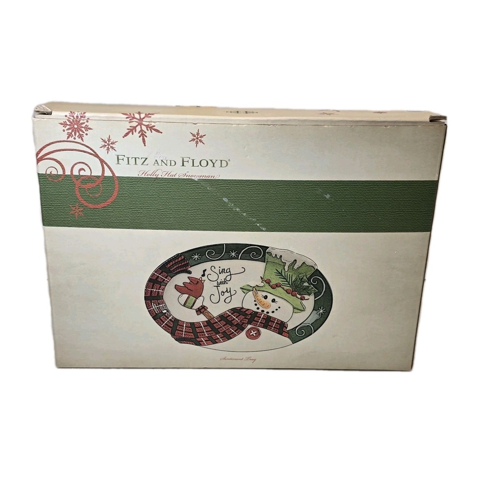 Fitz And Floyd Cookie Platter "Sing With Joy"‎ Snow Man